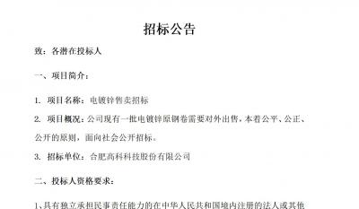 岳阳J9直营集团电镀锌售卖招标布告